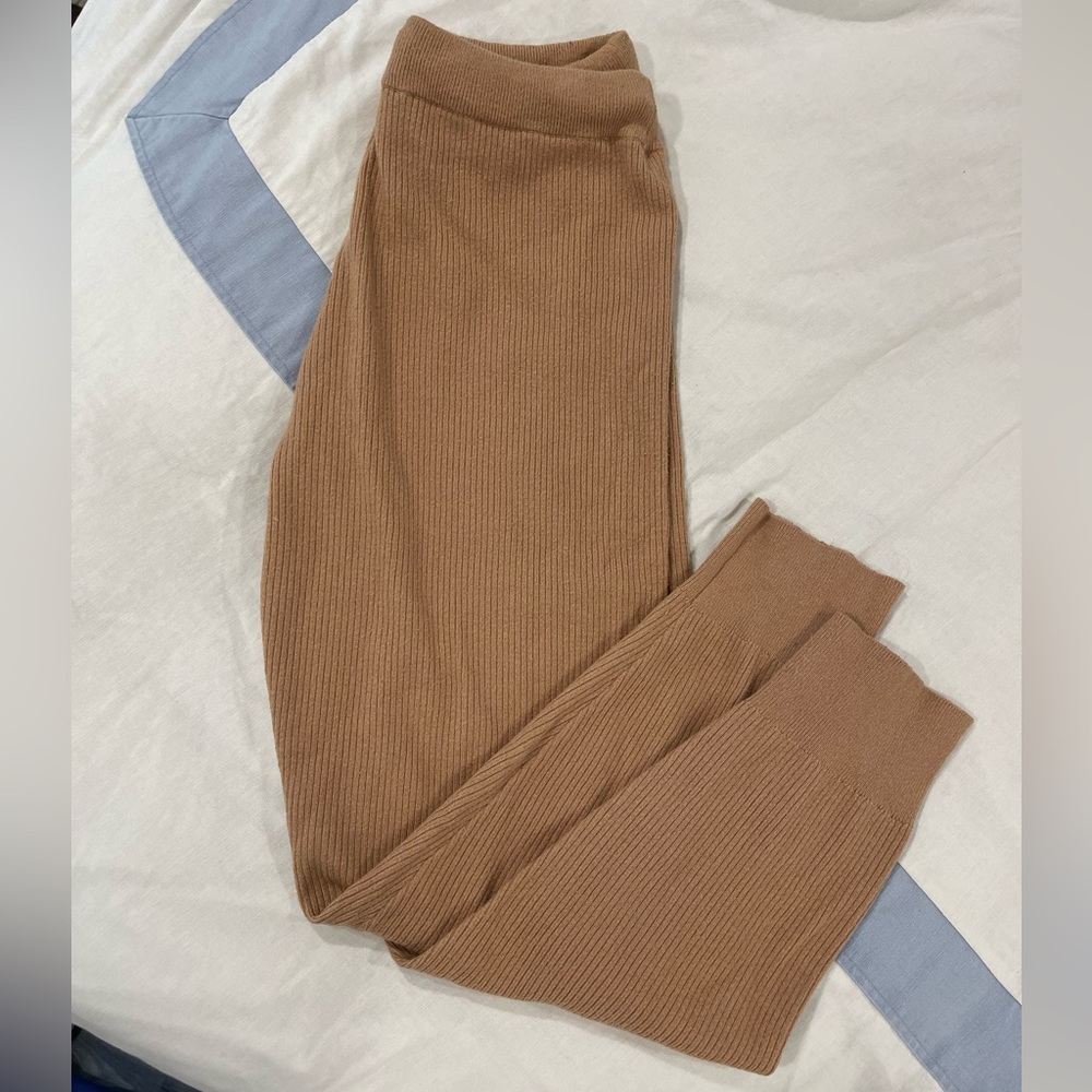 PHILOSOPHY REPUBLIC CLOTHING CAMEL RIBBED LOUNGE JOGGER PANTS SZ MEDIUM
